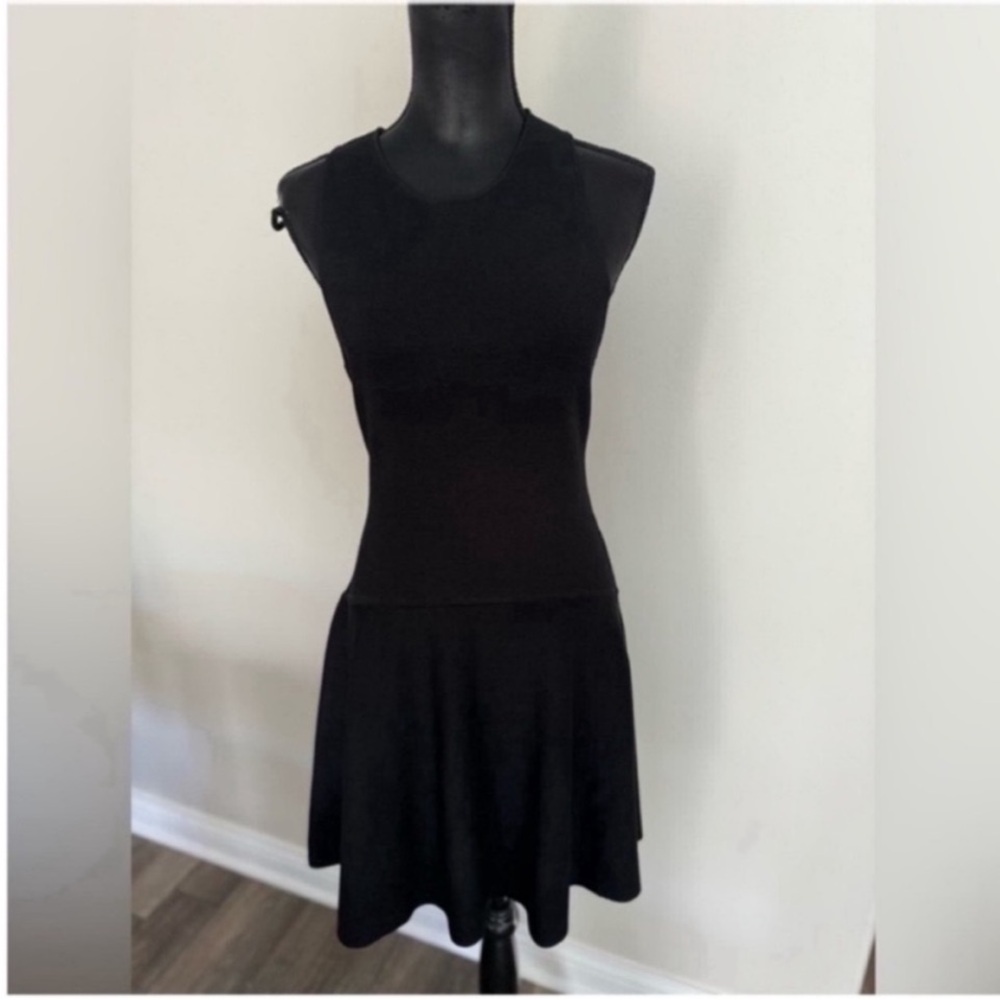 Club Monaco Women’s Black Sleeveless Fit & Flare Open Back Mini Dress L